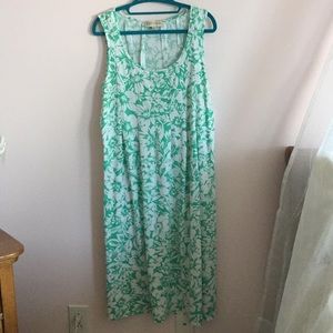 Green and white floral dress